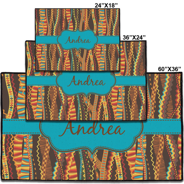 Tribal Ribbons Personalized Door Mat - Group Parent IMF