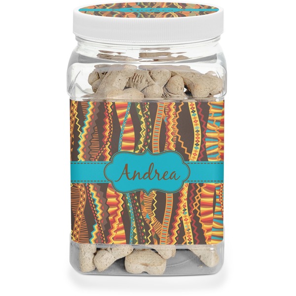 Custom Tribal Ribbons Dog Treat Jar (Personalized)