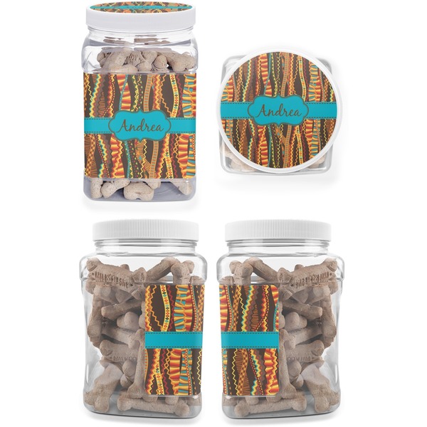 Tribal Ribbons Pet Treat Jar - Multiple Angles