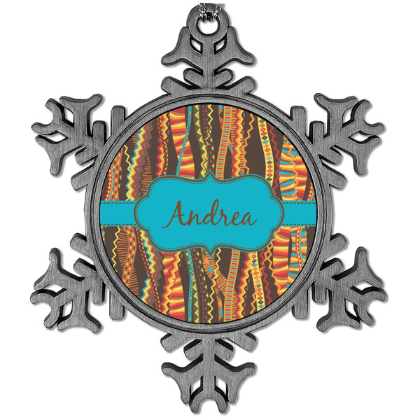 Custom Tribal Ribbons Vintage Snowflake Ornament (Personalized)