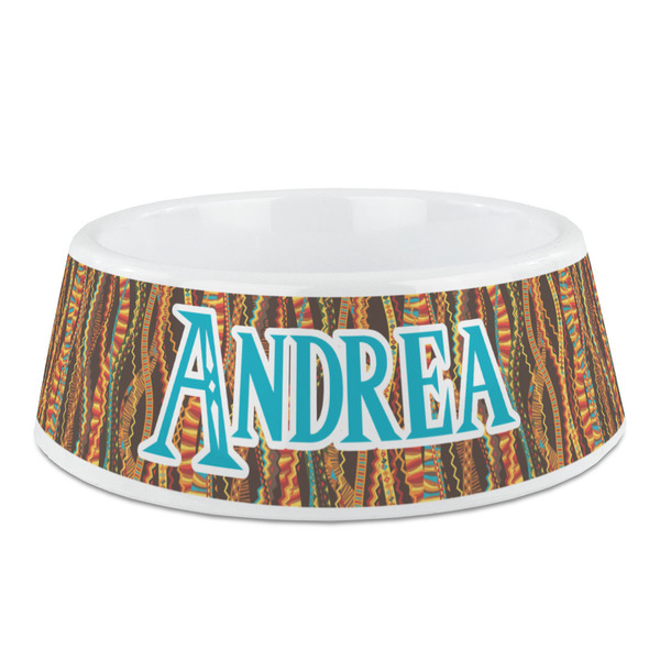 Custom Tribal Ribbons Plastic Dog Bowl (Personalized)