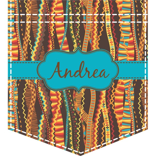 Custom Tribal Ribbons Iron On Faux Pocket (Personalized)