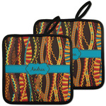 Tribal Ribbons Pot Holders - Set of 2 w/ Name or Text
