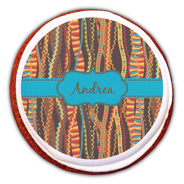 Tribal Ribbons Printed Icing Circle - Large - On Cookie