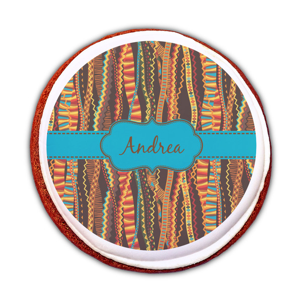 Tribal Ribbons Printed Icing Circle - Medium - On Cookie