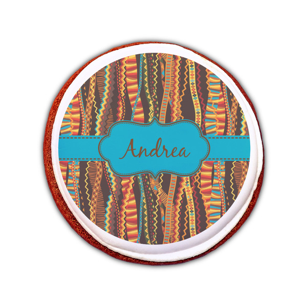 Tribal Ribbons Printed Icing Circle - Small - On Cookie