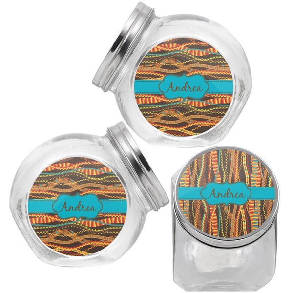 Tribal Ribbons Puppy Treat Jar - Top Left Right