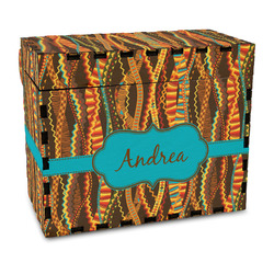 Tribal Ribbons Wood Recipe Box - Full Color Print (Personalized)