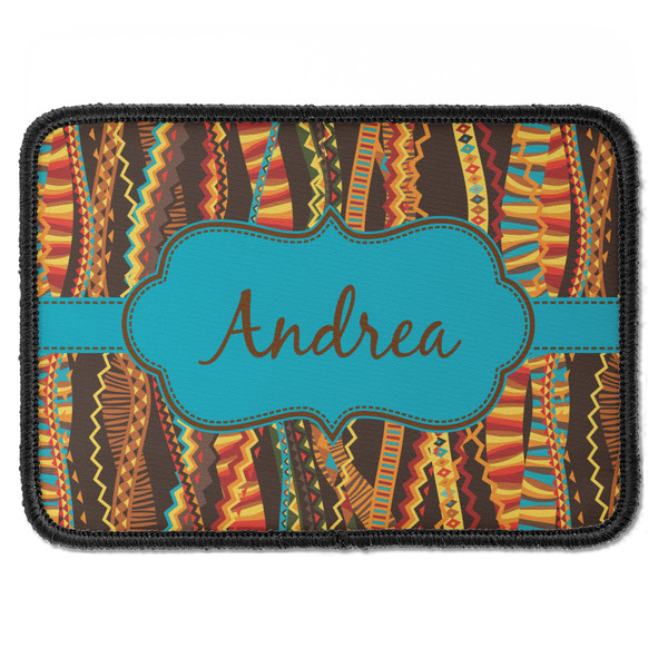 Custom Tribal Ribbons Iron On Rectangle Patch w/ Name or Text