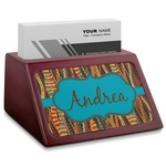 Tribal Ribbons Red Mahogany Business Card Holder (Personalized)
