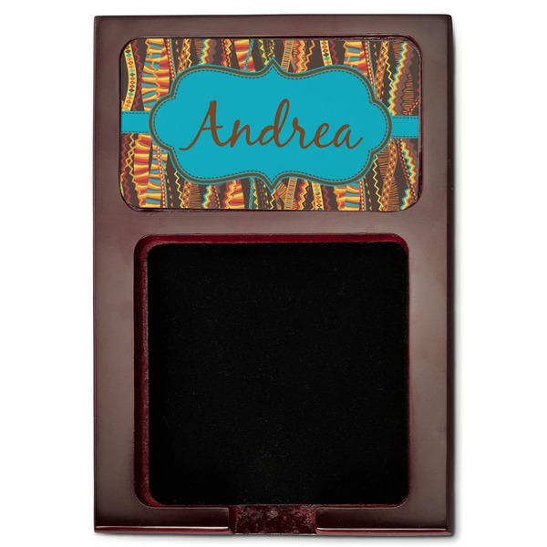 Tribal Ribbons Red Mahogany Sticky Note Holder - Flat