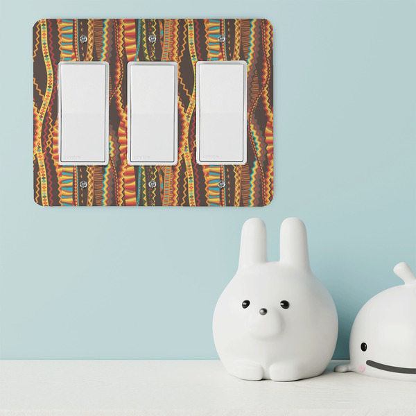 Tribal Ribbons Rocker Light Switch Covers - Triple - IN CONTEXT
