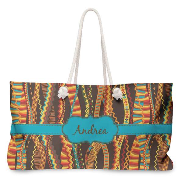 Custom Tribal Ribbons Large Tote Bag with Rope Handles (Personalized)