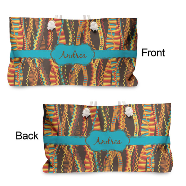 Tribal Ribbons Large Rope Tote - From & Back View