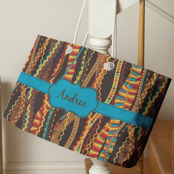 Tribal Ribbons Large Rope Tote - Life Style