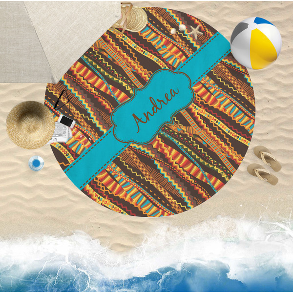 Tribal Ribbons Round Beach Towel Lifestyle