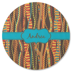 Tribal Ribbons Round Rubber Backed Coaster (Personalized)