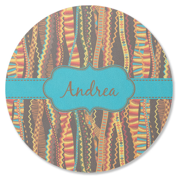 Custom Tribal Ribbons Round Rubber Backed Coaster (Personalized)
