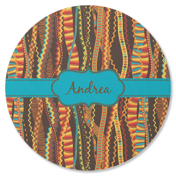 Custom Tribal Ribbons Round Rubber Backed Coaster (Personalized)