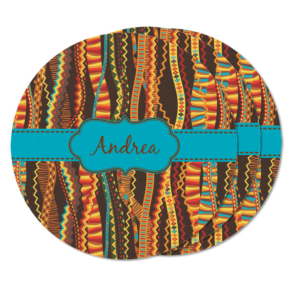 Tribal Ribbons Round Fridge Magnet - THREE