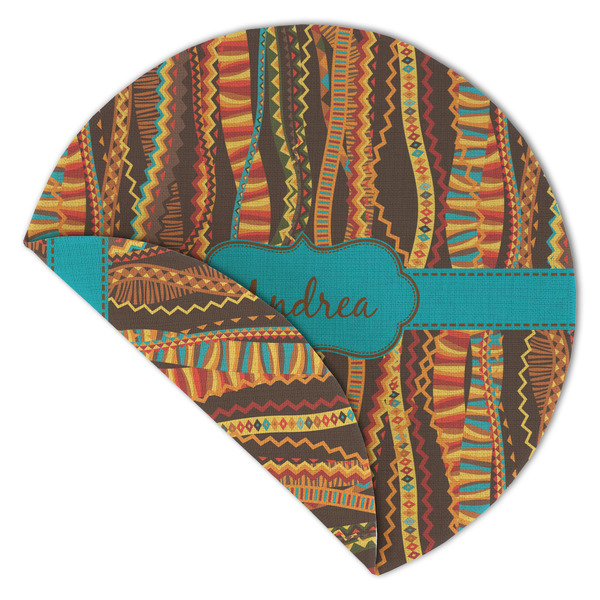 Tribal Ribbons Round Linen Placemats - Front (folded corner double sided)