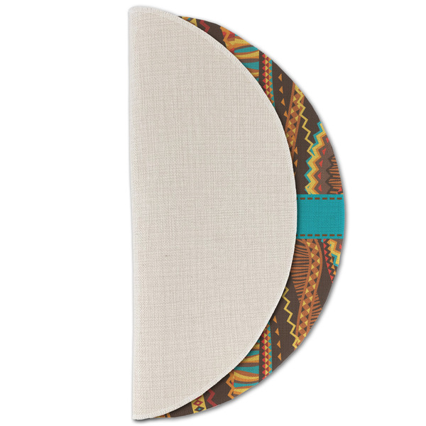 Tribal Ribbons Round Linen Placemats - HALF FOLDED (single sided)