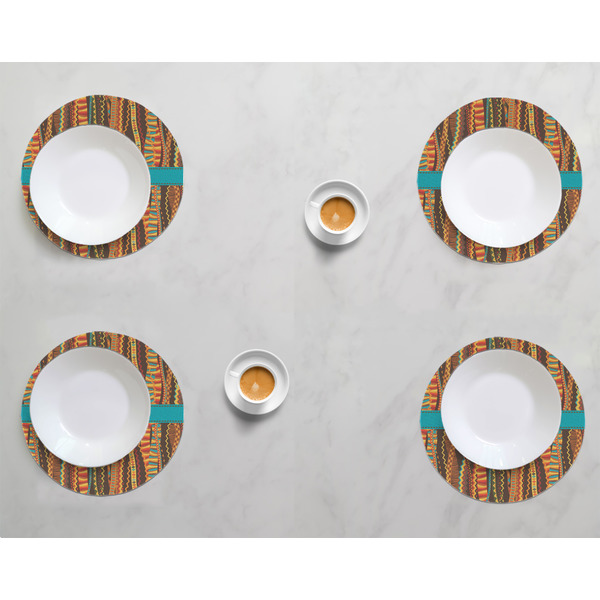 Tribal Ribbons Round Linen Placemats - LIFESTYLE (set of 4)