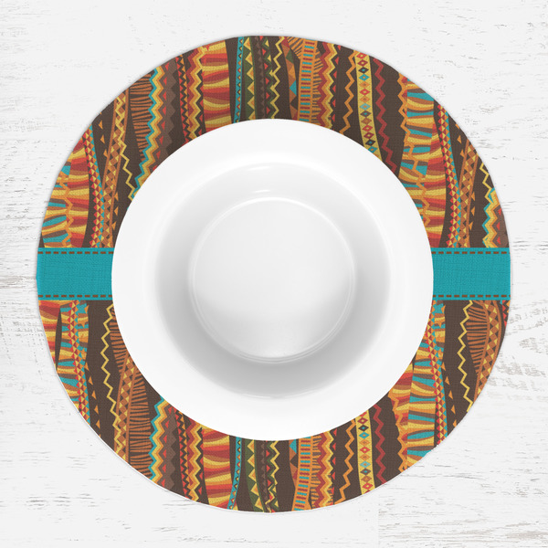 Tribal Ribbons Round Linen Placemats - LIFESTYLE (single)