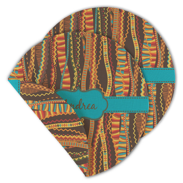 Tribal Ribbons Round Linen Placemats - MAIN (Double-Sided)