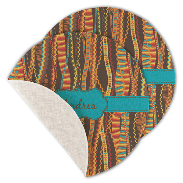 Tribal Ribbons Round Linen Placemats - MAIN (Single Sided)
