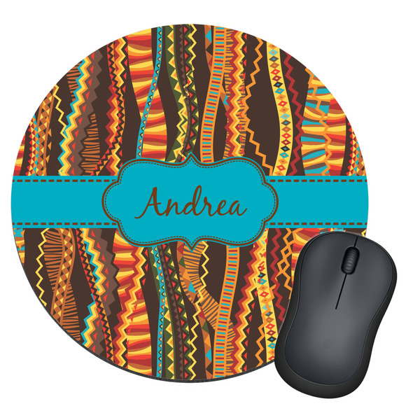 Custom Tribal Ribbons Round Mouse Pad (Personalized)