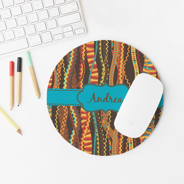 Tribal Ribbons Round Mousepad - LIFESTYLE 2