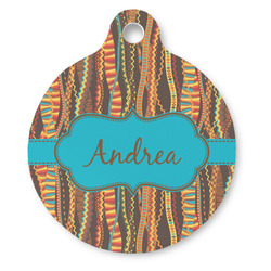 Tribal Ribbons Round Pet ID Tag (Personalized)