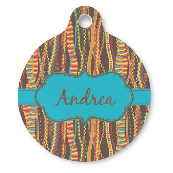 Custom Tribal Ribbons Round Pet ID Tag (Personalized)