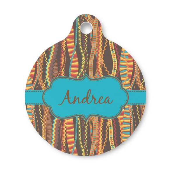 Custom Tribal Ribbons Round Pet ID Tag - Small (Personalized)