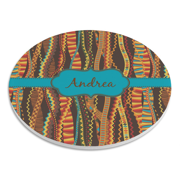 Tribal Ribbons Round Stone Trivet - Angle View