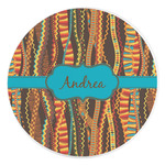 Tribal Ribbons Round Stone Trivet (Personalized)