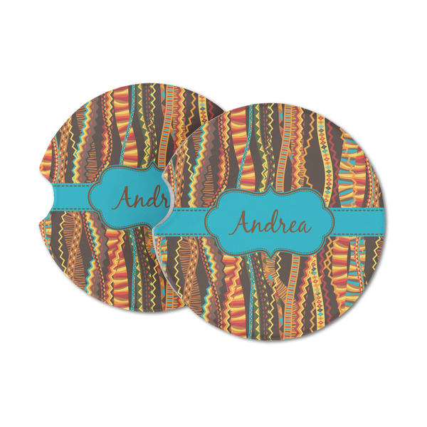 Custom Tribal Ribbons Sandstone Car Coasters - Set of 2 (Personalized)