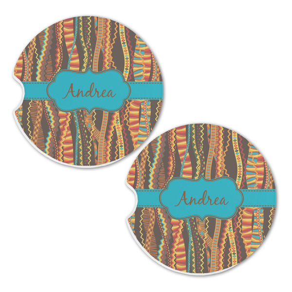Tribal Ribbons Sandstone Car Coasters - Set of 2