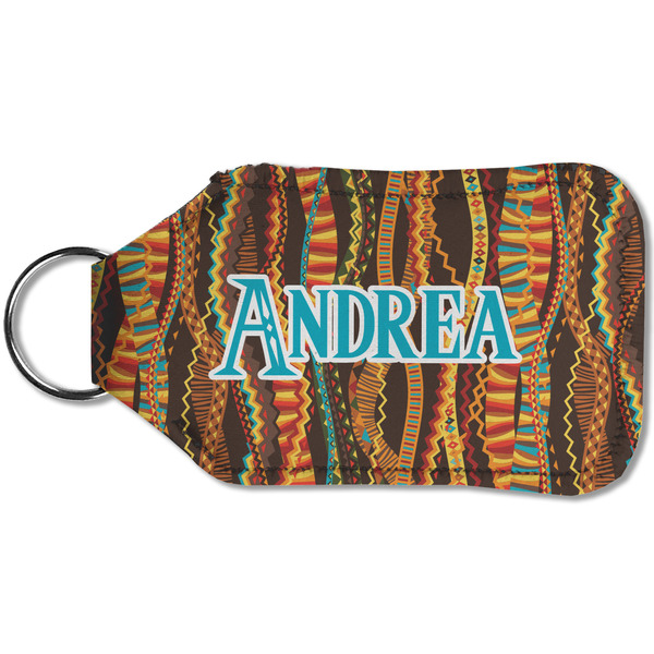 Tribal Ribbons Sanitizer Holder Keychain - Small (Back)