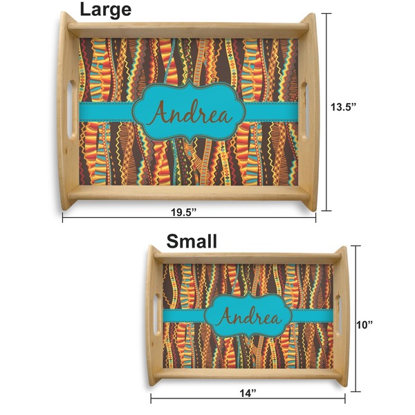 Tribal Ribbons Serving Tray Wood Sizes