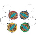 Tribal Ribbons Wine Charms (Set of 4) (Personalized)
