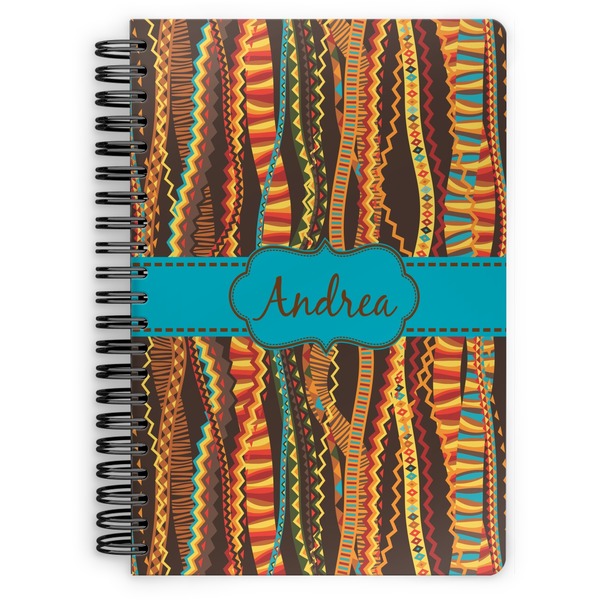 Custom Tribal Ribbons Spiral Notebook - 7x10 w/ Name or Text