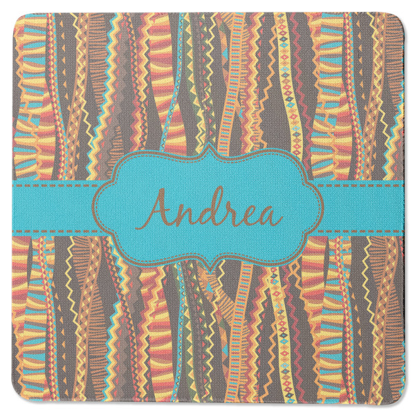 Custom Tribal Ribbons Square Rubber Backed Coaster (Personalized)