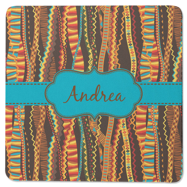 Custom Tribal Ribbons Square Rubber Backed Coaster (Personalized)