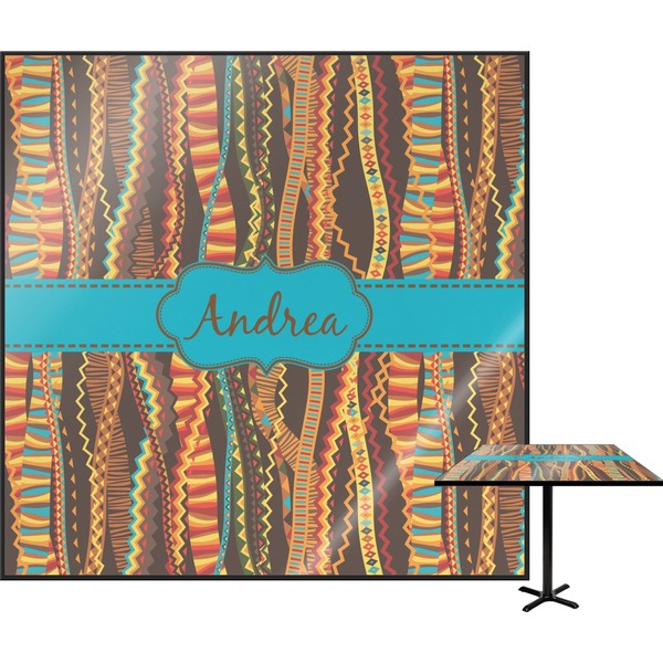 Custom Tribal Ribbons Square Table Top - 24" (Personalized)