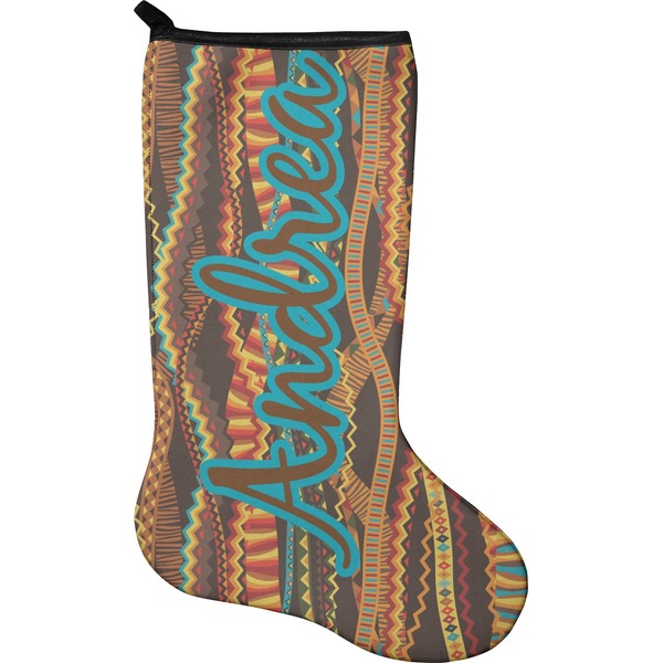 Custom Tribal Ribbons Holiday Stocking - Neoprene (Personalized)