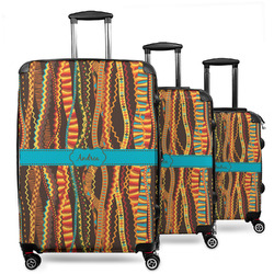 Tribal Ribbons 3 Piece Luggage Set - 20" Carry On, 24" Medium Checked, 28" Large Checked (Personalized)