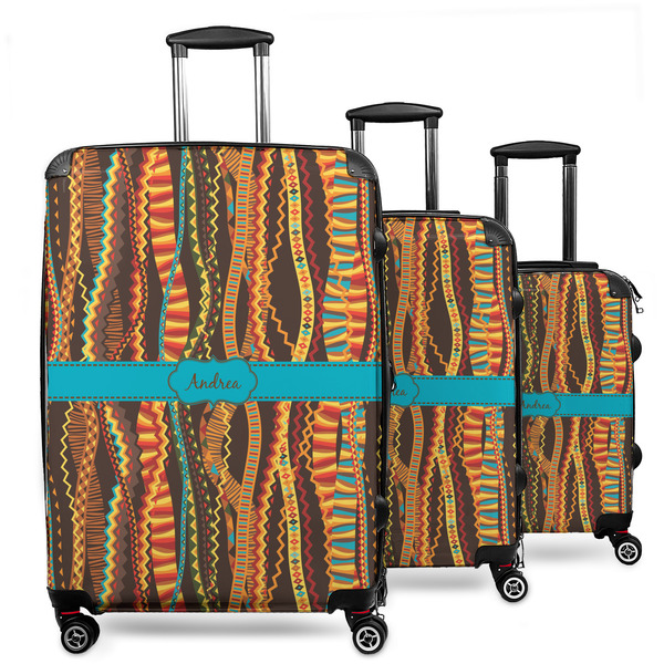 Custom Tribal Ribbons 3 Piece Luggage Set - 20" Carry On, 24" Medium Checked, 28" Large Checked (Personalized)