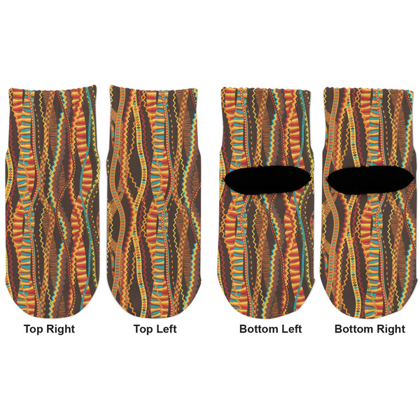 Tribal Ribbons Toddler Ankle Socks - Double Pair - Front and Back - Apvl